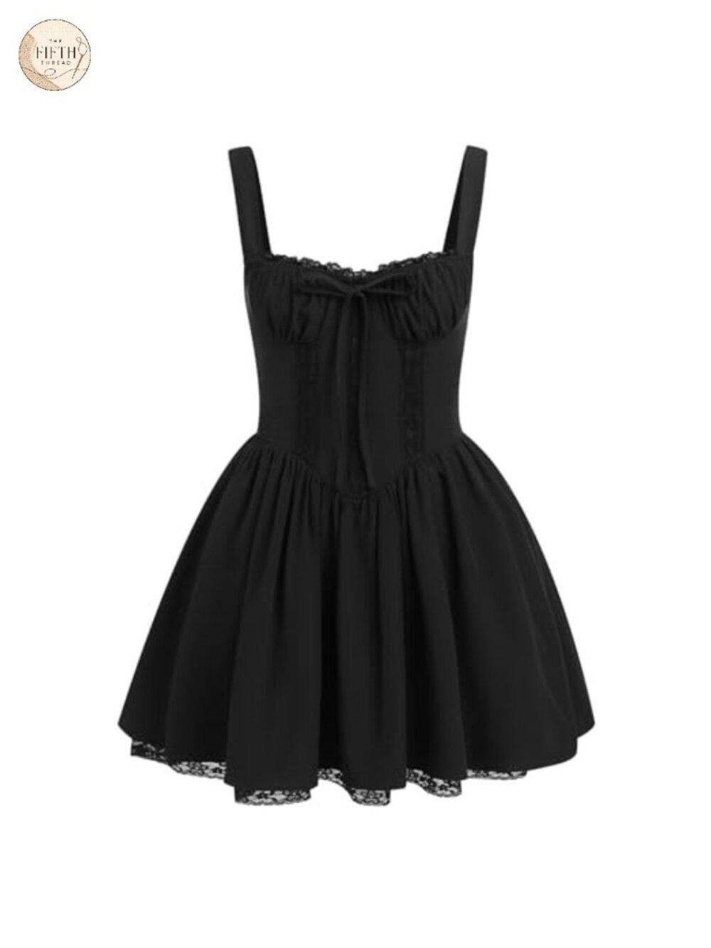 ABEHIK Women's Corset Dress Floral Mini Spaghetti Straps Low Cut Lace Ruffle